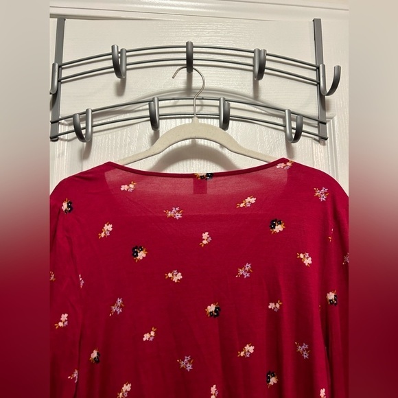 Old Navy red floral long sleeve top Women’s L boho balloon sleeve peasant lace - Picture 4 of 15